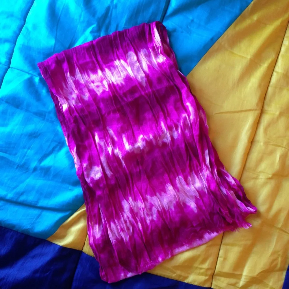 Hot Pink Tie-Dye Rectangle Scarf